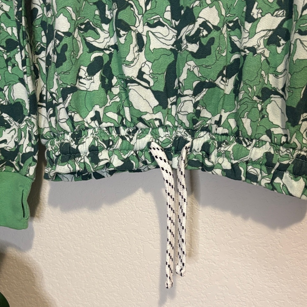 NWT Zella Green white print hoodie with drawstring waist XL (14/16) - Picture 6 of 6